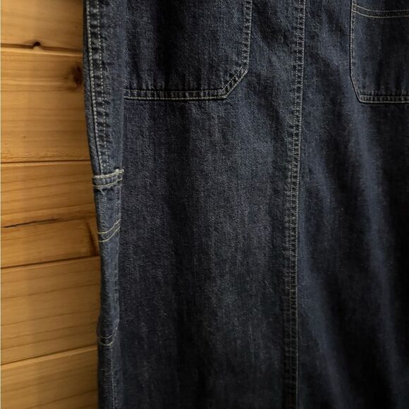 Vintage Jones Jeans Size Large Denim Cotton Dark Rinse Tie Back Maxi Dress - Picture 3 of 12